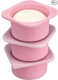 PLUS 1000ml Pizza Dough Proofing Containers for DIY family Artisan Pizza, Food Grade Silicone Stackable Boxes with Lids, Freezer, Fridge, Dishwasher Safe-Sprinkles Pattern-3 Pack (Cotton Candy)