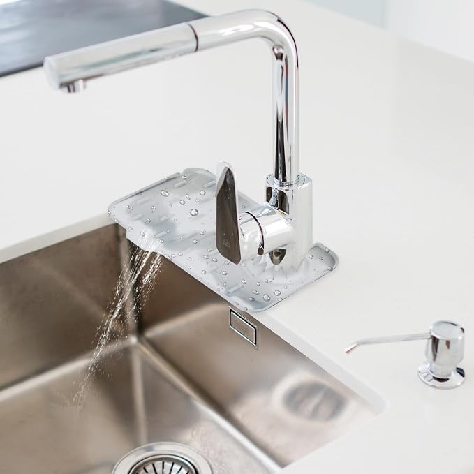 Dimeho Sink Faucet Splash Guard Mat Silicone Soap Dish Pad Faucet Handle Drip - Image 7