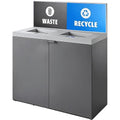 (86-Gallon) Dual Waste Recycling Station with Panel, Dark Gray Restaurant Trash Can Cabinet
