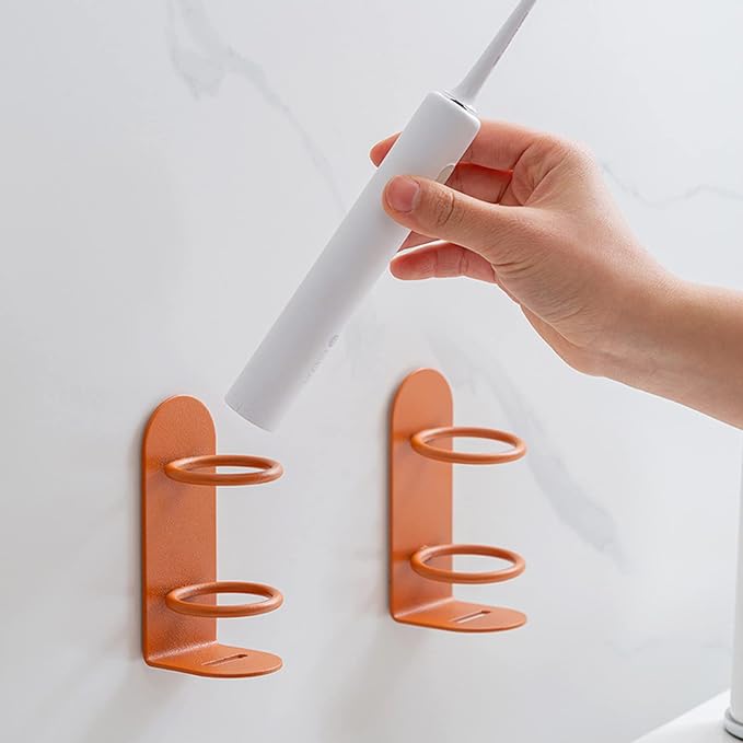 2 Pack Electric Toothbrush Holders Stick on The Wall Electric Metal Tooth - Image 2