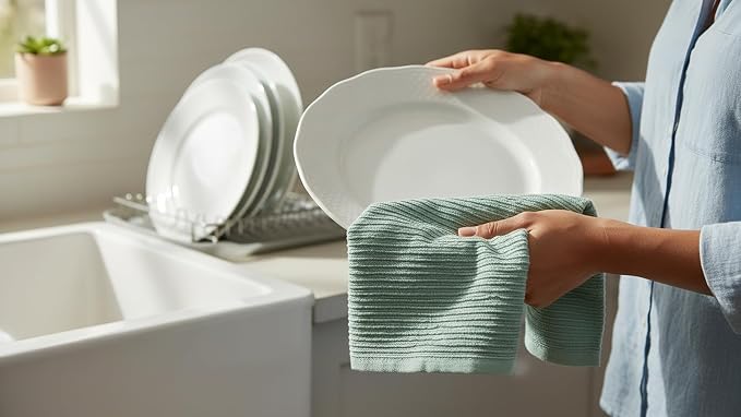 Seafoam Sage Aqua Green Kitchen Dish Towels, 100% Cotton - Image 7