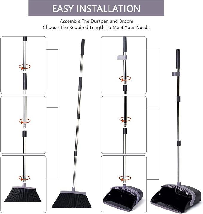 Broom and Dustpan Combo Set, Charcoal | Heavy Dust, Dustpans - Image 6
