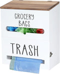 2 in 1 Trash Bag Holder with Grocery Bag Holder, Wooden Trash Bag Dispenser by Xbopetda