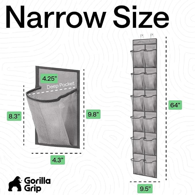 GORILLA GRIP Over the Door Shoe Organizer, 12 Large Pockets, Space Saving - Image 7