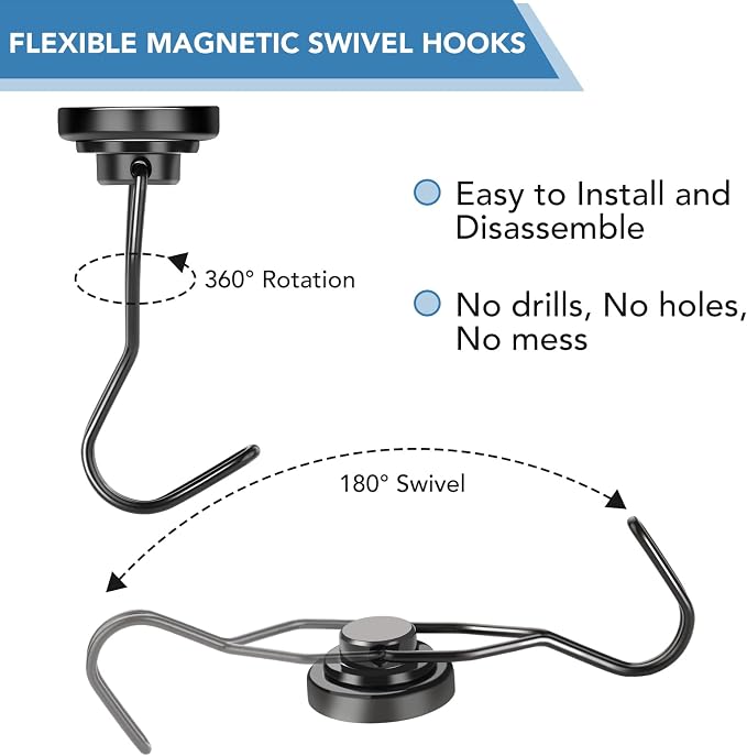 DIYMAG Magnetic Hooks, 80LBS Heavy Duty 8 Pack 2026 Cruise Ship Essentials - Image 4