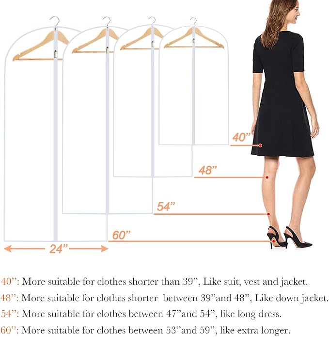 Clear Garment Bags for Hanging Clothes Travel Suit Bags for Closet Storage - Image 2