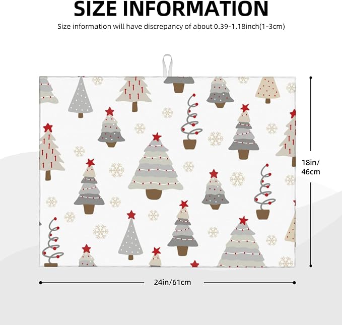 Absorbent Dish Drying Mat For Kitchen Counter, Christmas Tree Microfiber Dish - Image 2