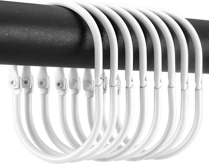 Shower Curtain Rings, Oval Snap Shower Rings by Goowin