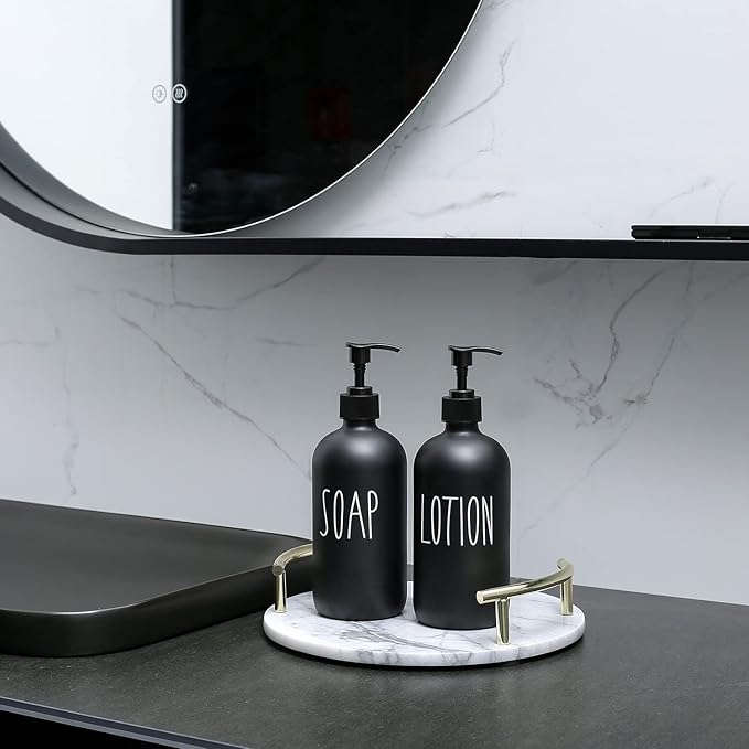 MOMEEMO Matte Black Soap Dispenser Bathroom Set | Contains Lotion and Hand Soap - Image 3