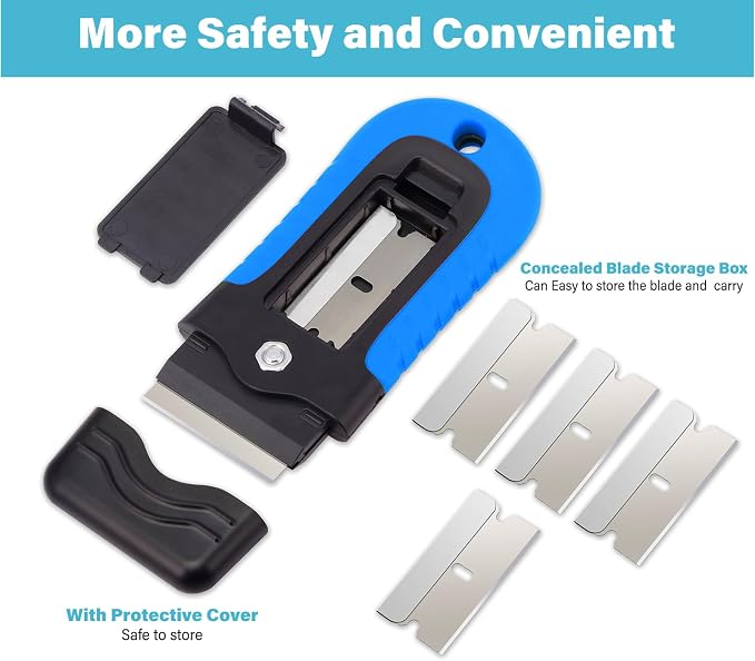 Gomake Razor Blade Scraper Tool, Glass Stovetop Paint Scraper | 10PCS Stainless - Image 2