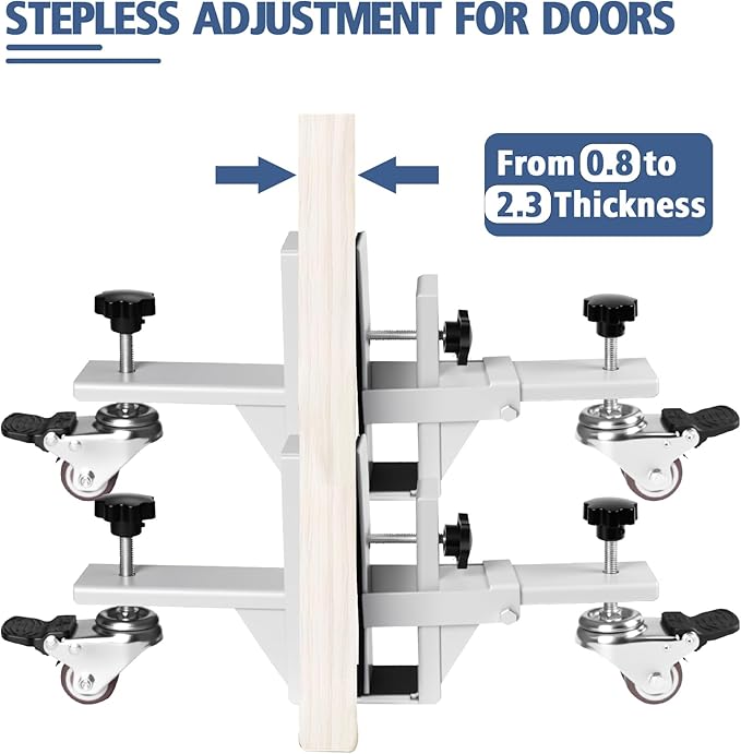 Heavy Door Installation Kit, Dolly Kit with Wheels ，Upgraded with Dual Wheels-Greater Load Bearing Capacity ，Adjustable Distance 0.8 "to 2.3", Used for Transporting Various Types Doors (Silver)