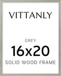 Vittanly 16x20 Picture Frame, Solid Wood Frame with Plexiglass, Includes 11x14 Mat, Wall Hanging for Photos, Home Decor, Grey, 1 Pack