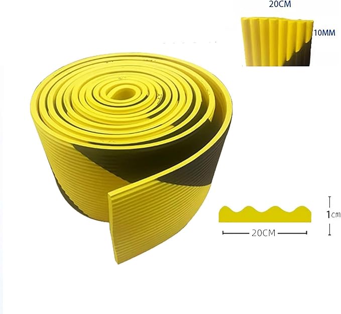 Heavy Duty Wall & Corner Guards 5m Corrugated Self-Adhesive NBR Rubber Protection with Yellow/Black Stripes for Parking Columns & Garage Safety(1PCS,20 cm)