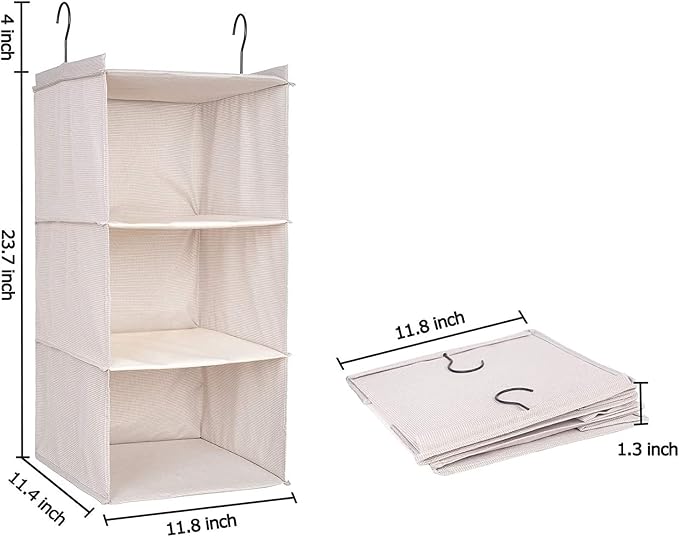 Hanging Closet Organizer 3-Tier, Oxford Wardrobe Storage, shoes & accessories; - Image 3