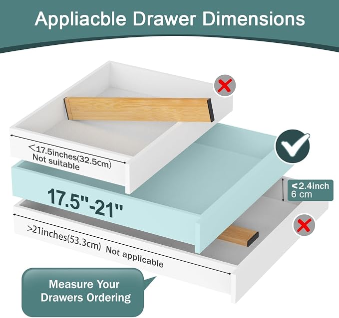 Kitchen Drawer Dividers 4 Pack Adjustable Bamboo Drawer Organizer | 17-22" - Image 4