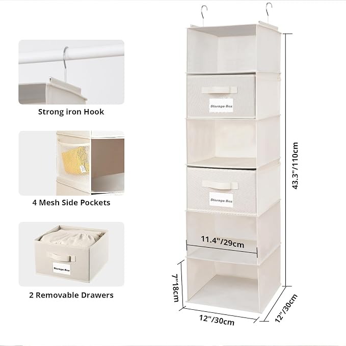 2 Pack 6 Shelves Hanging Closet Organizer - Image 3