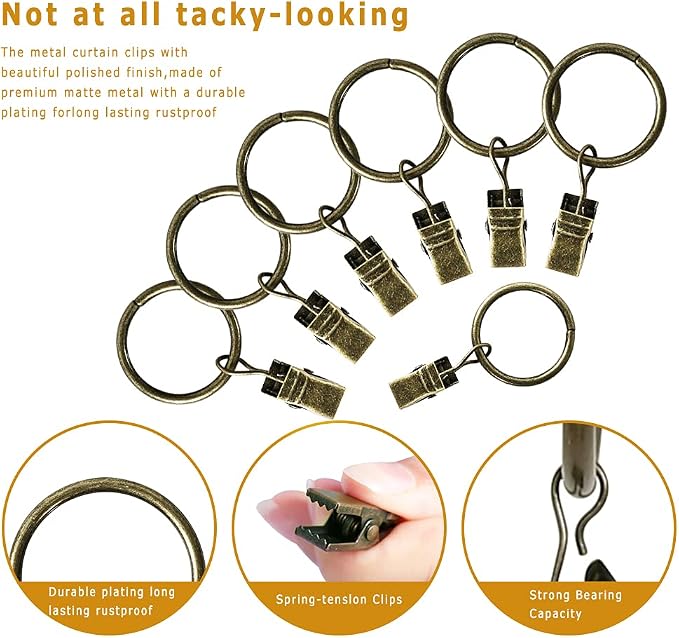 Lansian 44 Pack Curtain Rings - Image 2