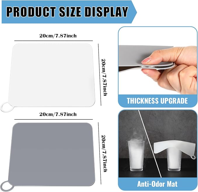 6 Pack Drain Covers for Bugs, 7.87 X 7.87 Inch, Anti Odor and Cockroach - Image 2