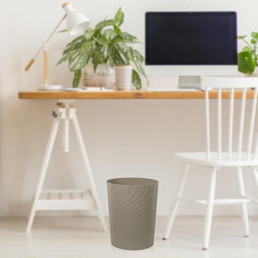 UUJOLY Plastic Small Bathroom Trash Can Wastebasket Garbage Can, Khaki | - Image 5