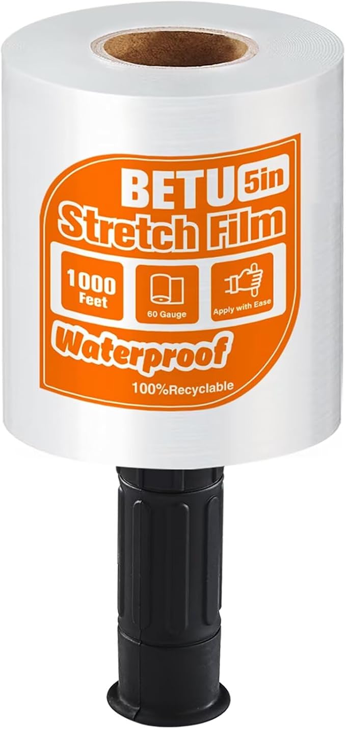 Stretch Film Shrink Wrap for Moving Supplies x 1000ft, Industrial Strength by BETU