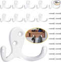 Homanu 10 Pack Coat Hooks, Heavy Duty Double Prong Coat Hooks Wall Mounted by Homanu