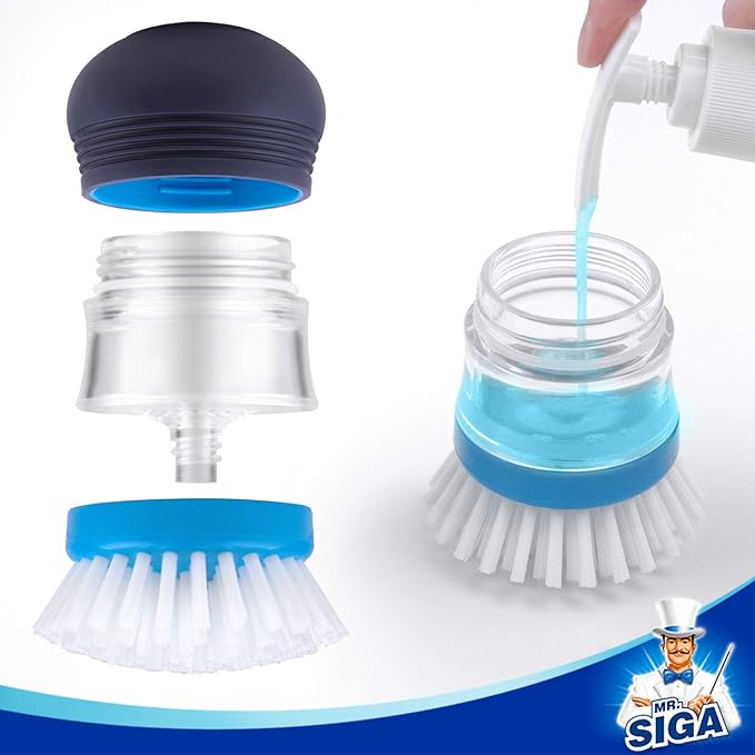 MR.SIGA Soap Dispensing Palm Brush, 2 Pack, palm scrubber, palm scrub brush - Image 8