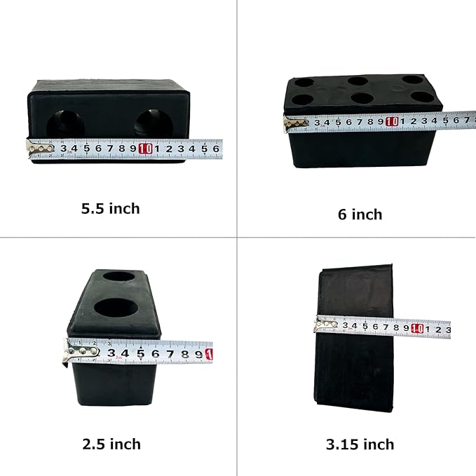 2 Pack Buffers USA Molded Rubber Bumper Block Dock Buffer 6x3x3 for Chassis/Trailers/Truck/Flatbed/Reefer with Steel Washer (4502-1276)