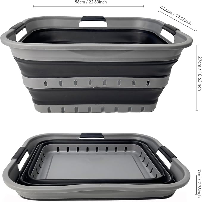 SAMMART 42 Collapsible Plastic Laundry Basket, Foldable Pop Up Storage - Image 9