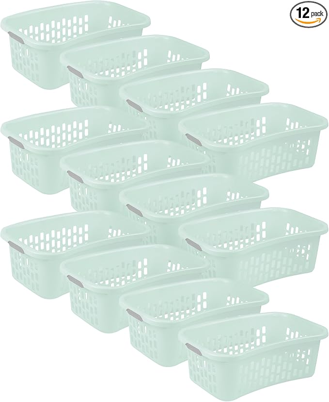 Sterilite 12 Pack HipHold Laundry Basket, Plastic Rectangle Clothes Hamper by Sterilite