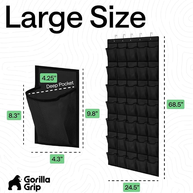 GORILLA GRIP Over the Door Shoe Organizer, 35 Large Pockets, Space Saving - Image 7
