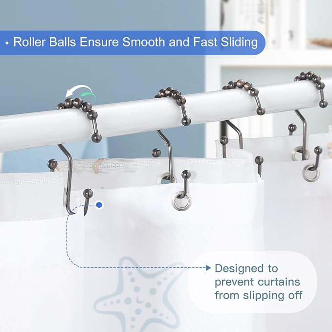 SUTINE Shower Curtain Rings & Hooks, Rust-Resistant Stainless Steel, Easy - Image 4