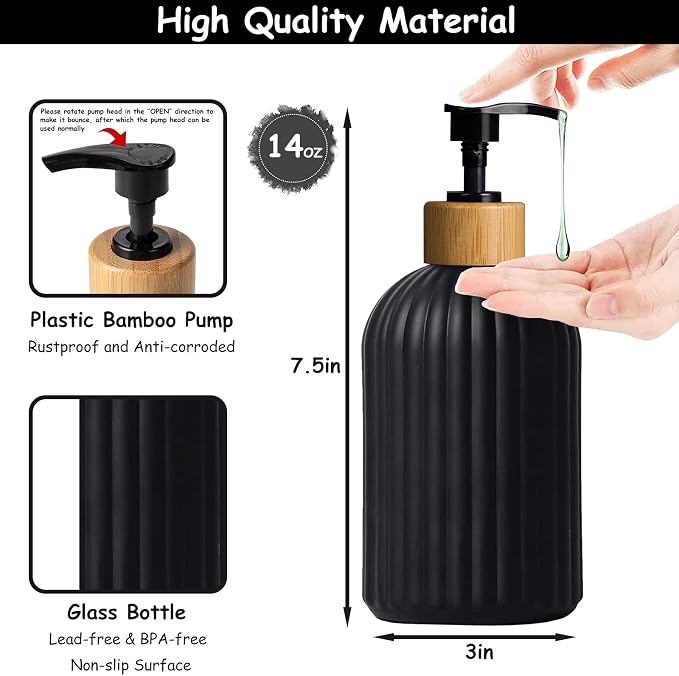 YYTSGG Black Glass Soap Dispenser Set - Image 2