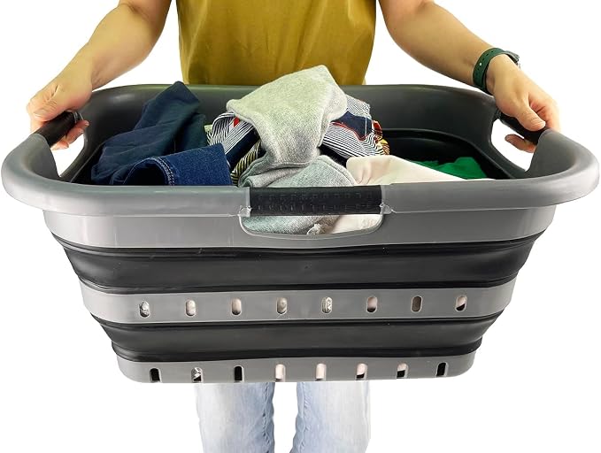 SAMMART Collapsible 3 Handled Plastic Laundry Basket - Image 7
