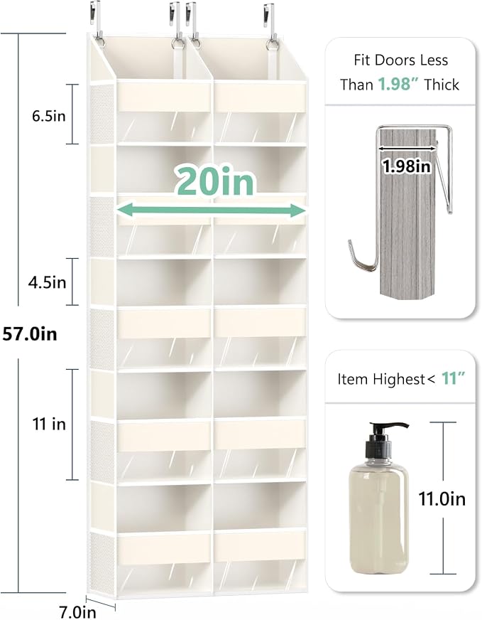 Heavy Duty Over The Door Organizer 5 Tiers, Extra Large Behind Door Storage of - Image 2