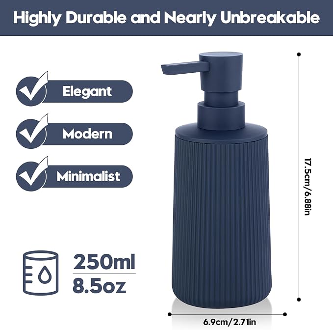 Small Soap Dispenser for Bathroom and Kitchen Matte Blue | Modern Farmhouse - Image 6