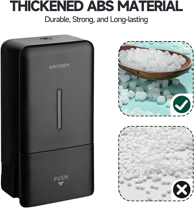 anydry Liquid Hand Soap Dispenser Wall Mounted 27oz Large Capacity Black | - Image 5