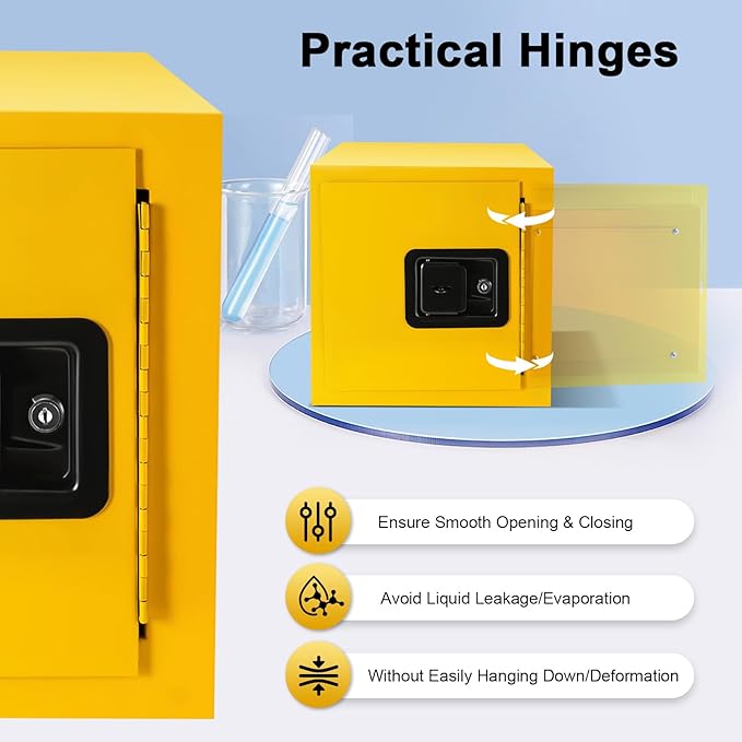 13x13x13in Flammable Liquid Storage Cabinet, Lockable Chemical Fireproof Cabinet, Explosion Proof Hazardous Storage Cabinets, Industrial Safety Cabinet for Commercial Home, 2 Gallon