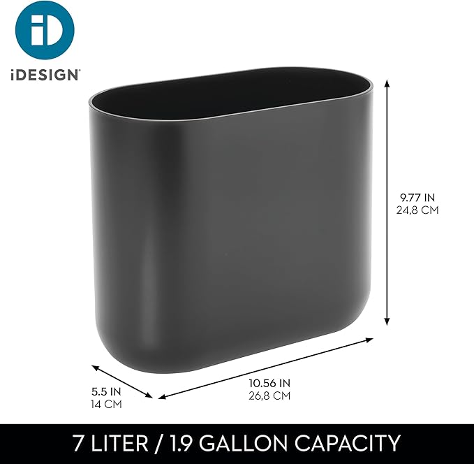 iDesign Small Slim Plastic Bathroom Trash Can - Image 4