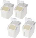 EonTone Pack-4 Ingredient Storage Bins (25 L Pack-2) (15 L Pack-2) with Wheels Seal Locking Lid PP