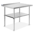 GRIDMANN Stainless Steel Kitchen Prep Table 36 x 24 Inches with Backsplash & Under Shelf, NSF Commercial Work Table for Restaurant and Home