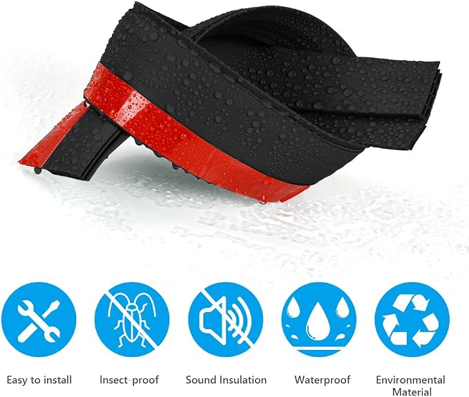 Ainiv 2 Pack Door Draft Stopper Under Door Seal, Adhesive Under Door Sweep - Image 5