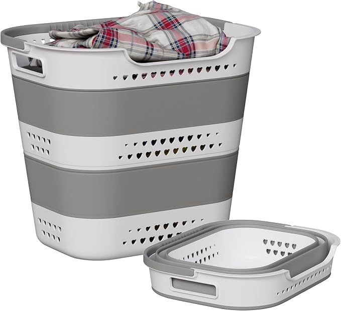 Collapsible Plastic Laundry Basket Hamper by TECHMILLY