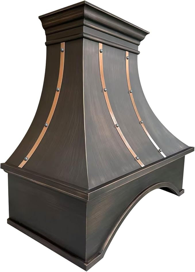 Handmade Copper Range Hood, Custom Kitchen Hood with High Airflow Built-in Range Hood, Antique Copper Stove Vent Hood for Kitchen, 36"W x 48"H Wall Mount, HCW22PC-364822ACS