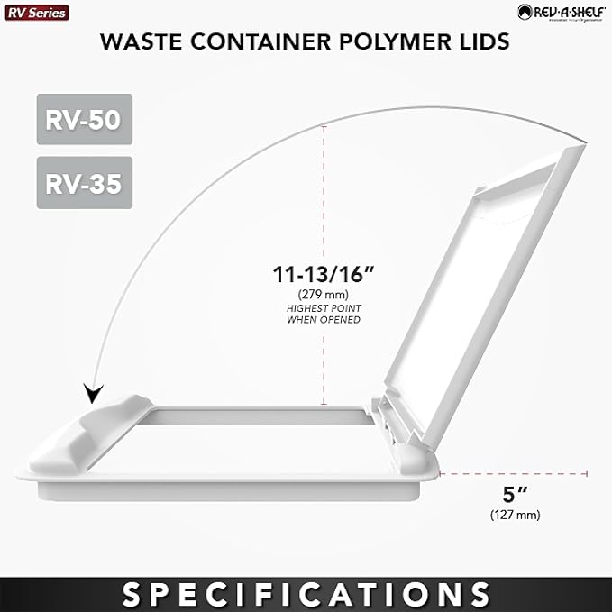 Rev-A-Shelf 35 Quart Polymer Plastic Trash Can Replacement Lid for Kitchen/Laundry Room Sliding Cabinet Base Lid, 2 Pack, Champagne, RV-35-LID12-1-40