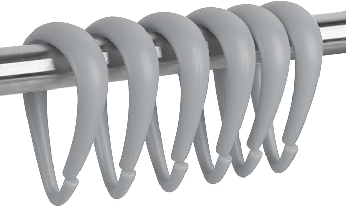 Top-spring Grey Shower Curtain Hooks 12Pcs Drop Shaped Hooks by Top-spring