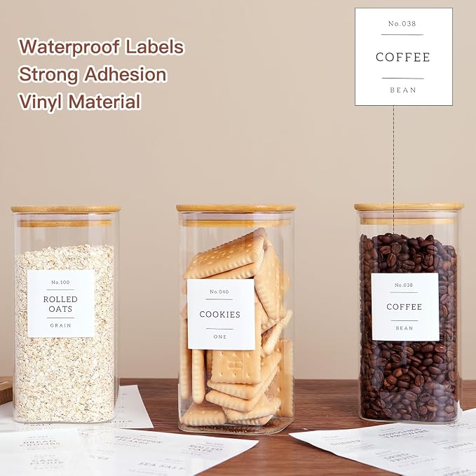 CZZGSM 3 Pack Square Glass Kitchen Storage Jars - 54oz Glass Canisters with - Image 3
