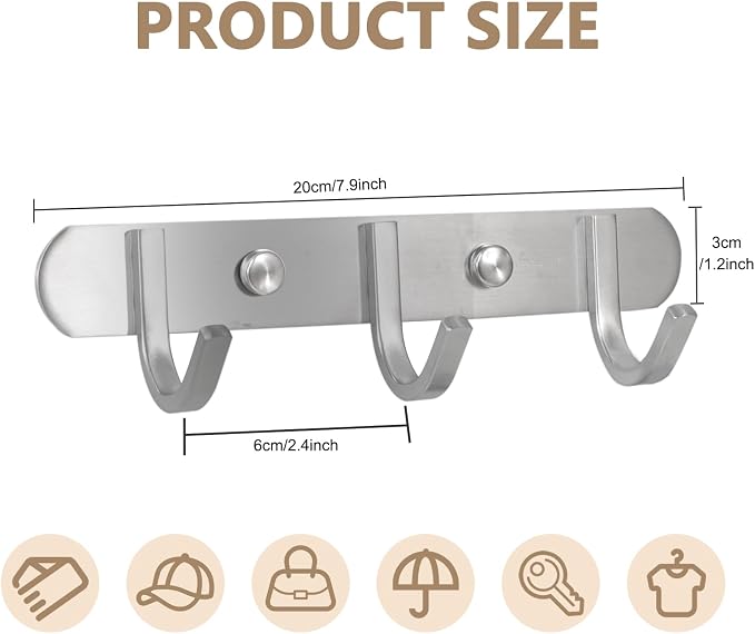 Coat Hook Rack Brushed Nickel - Image 2