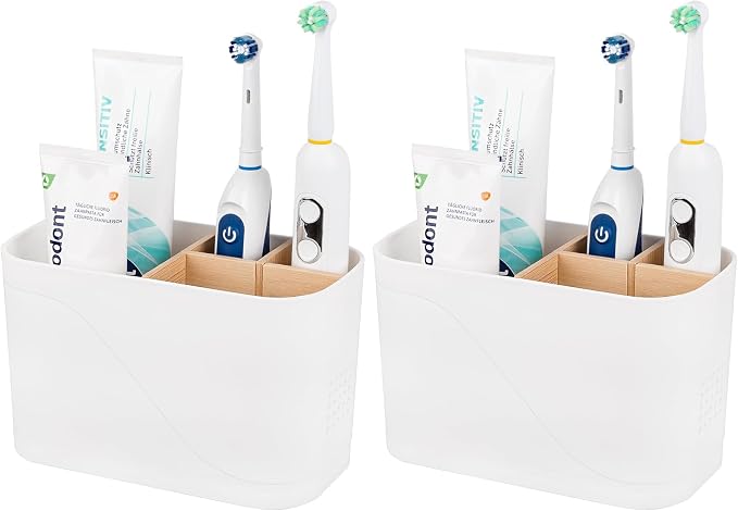 Toothbrush and Toothpaste Holder, 4 Slots by Heagoale