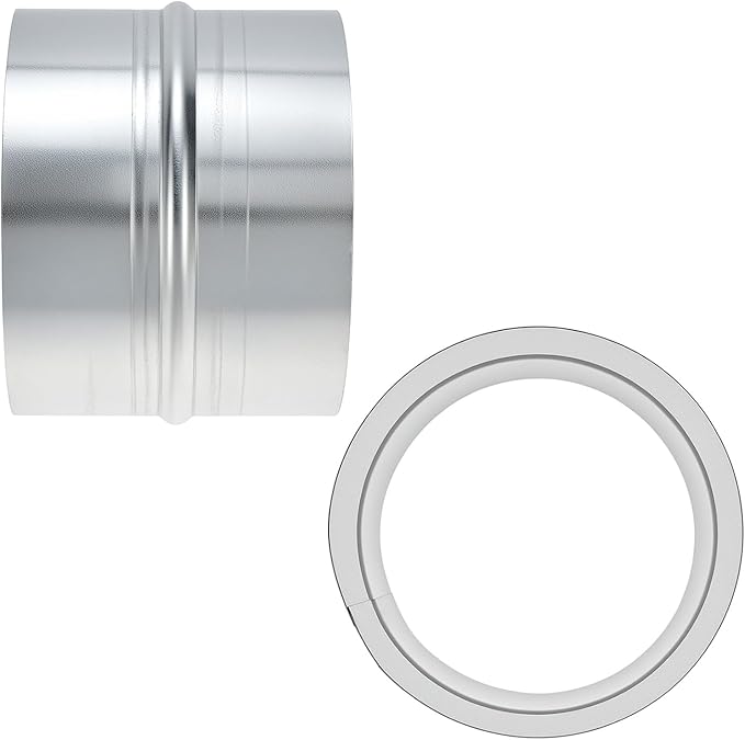 QWORK 5" Metal Duct Connector, Straight Pipe Coupler, Two-Hole Duct Connector, Round Ventilation Extension Fitting for HVAC Systems