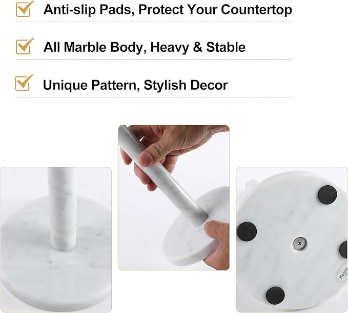 Koville Carrara Marble Paper Towel Holder Countertop, - Image 3